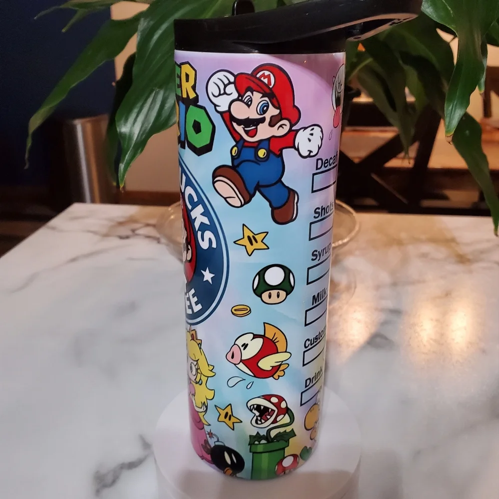 Super Mario Bros. Coffe 20oz Tumbler  with duo lids 🎉sale